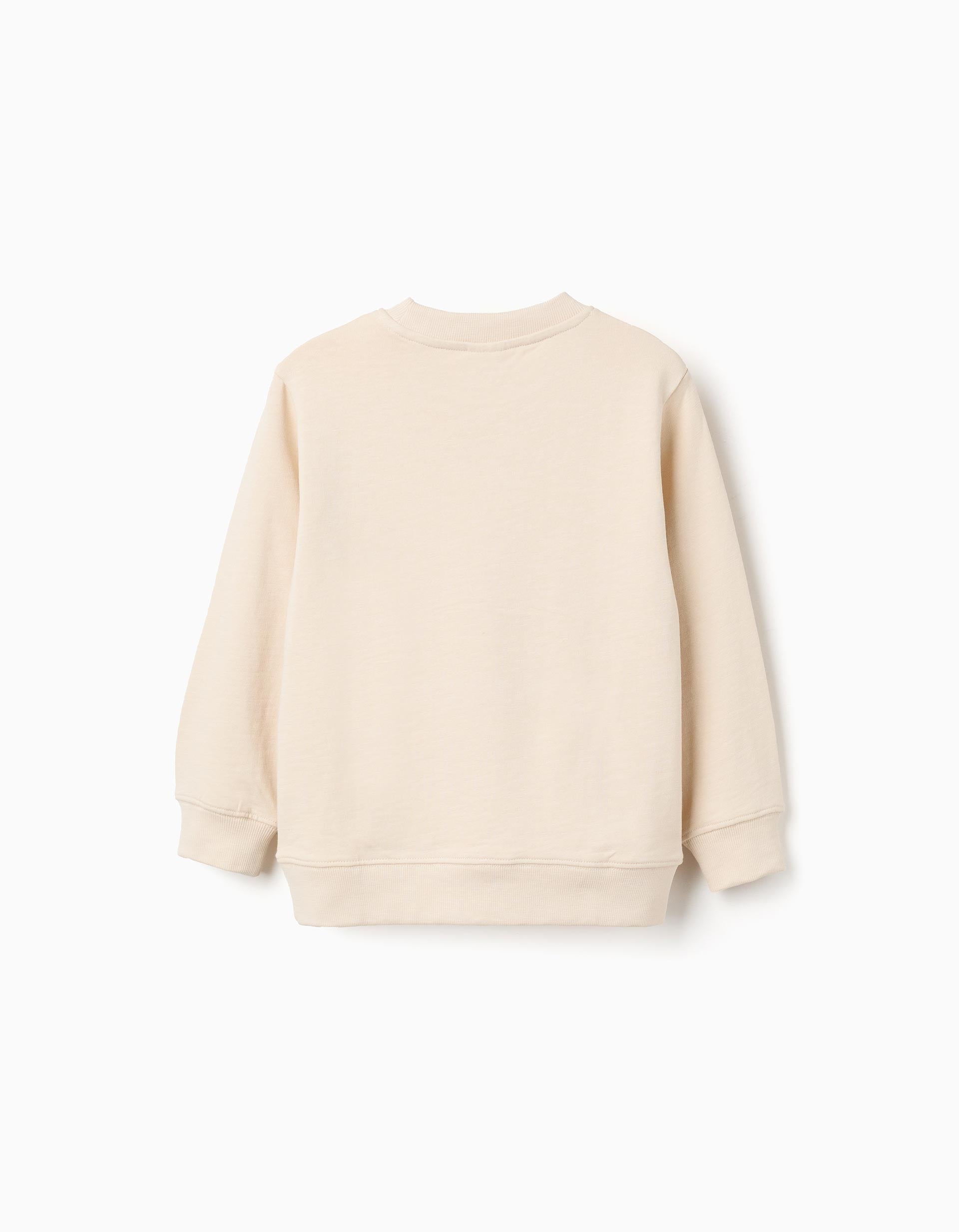 Sweat en coton avec imprimé Work of Art pour garçon, beige clair