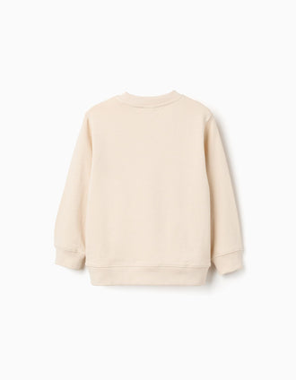 Sweat en coton avec imprimé Work of Art pour garçon, beige clair