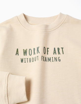 Sweat en coton avec imprimé Work of Art pour garçon, beige clair