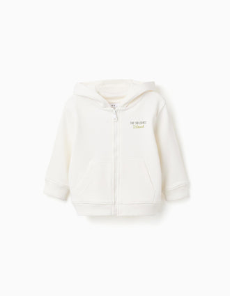 Chaqueta de algodón con capucha Cactus Garden para bebé niño, blanco