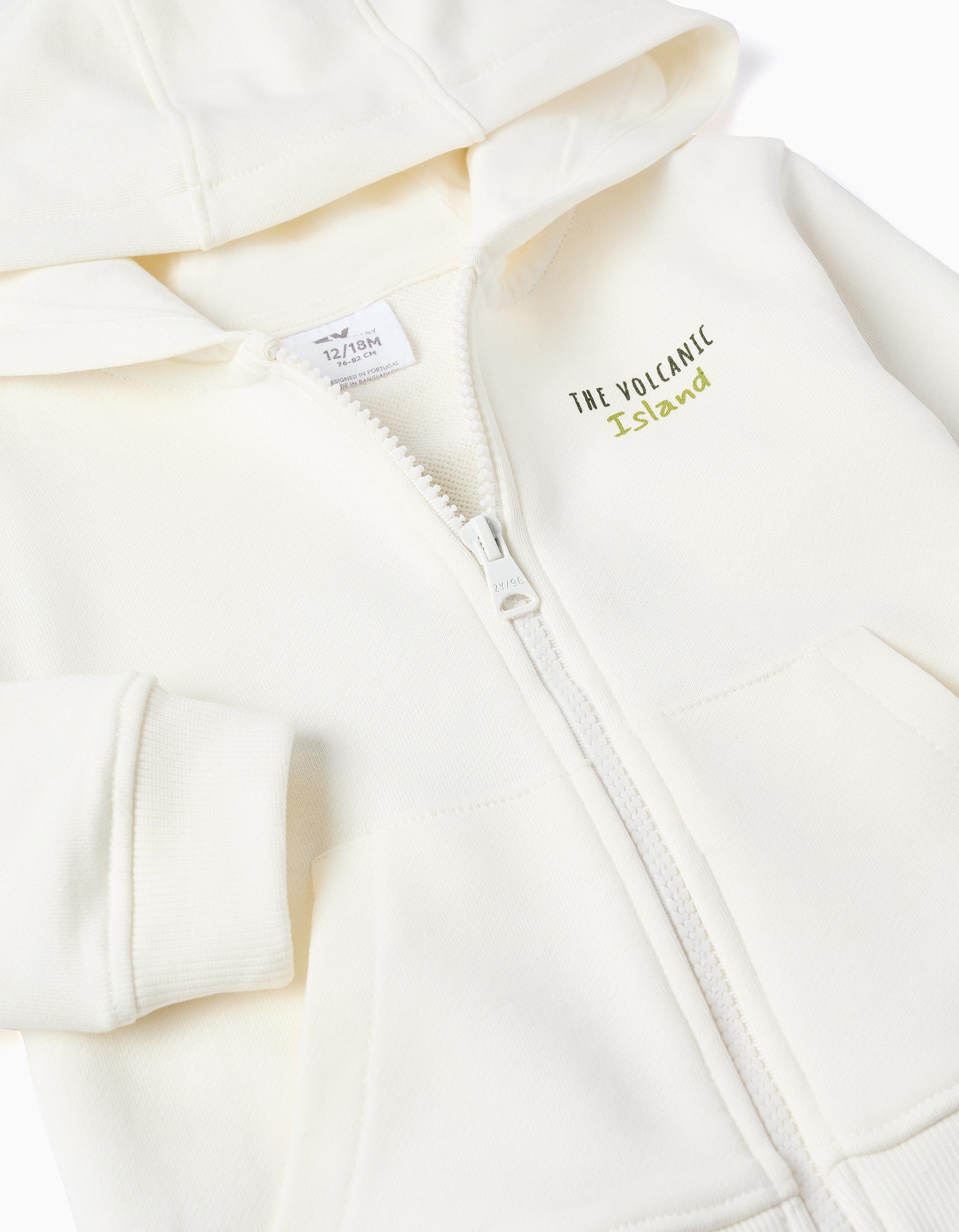 Sweat zippé en coton à capuche Cactus Garden pour bébé garçon, blanc