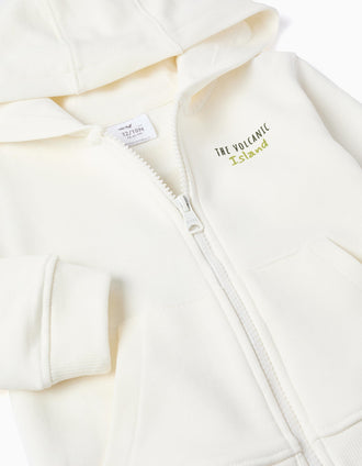 Chaqueta de algodón con capucha Cactus Garden para bebé niño, blanco