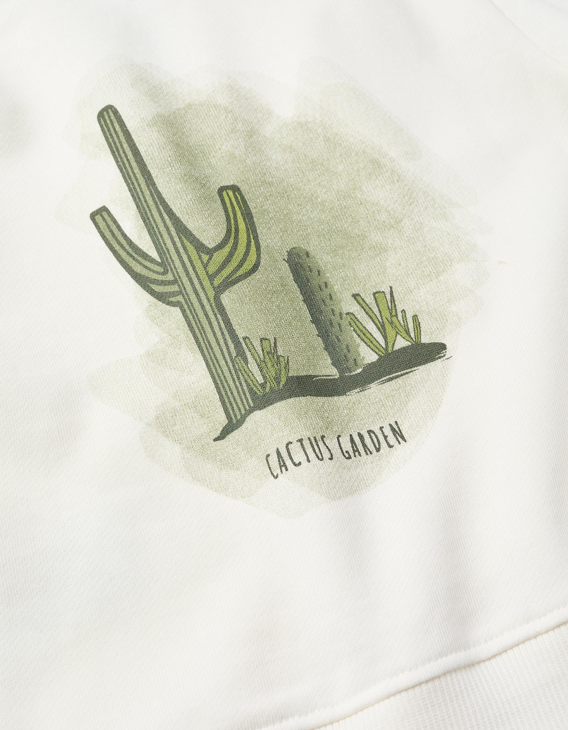 Sweat zippé en coton à capuche Cactus Garden pour bébé garçon, blanc
