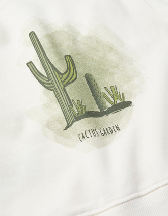 Chaqueta de algodón con capucha Cactus Garden para bebé niño, blanco