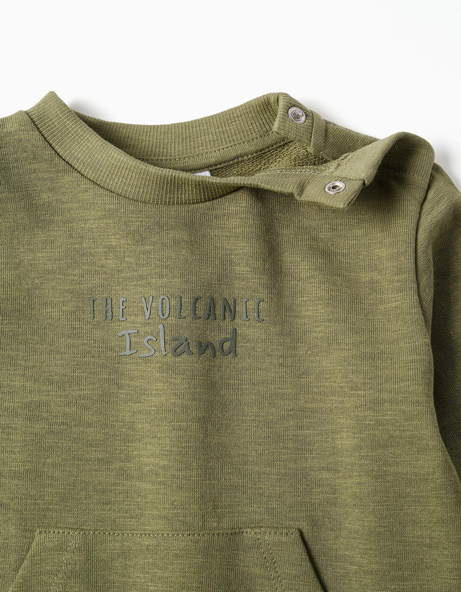 Sweat de algodão Volcanic Island para bebé menino, verde-escuro