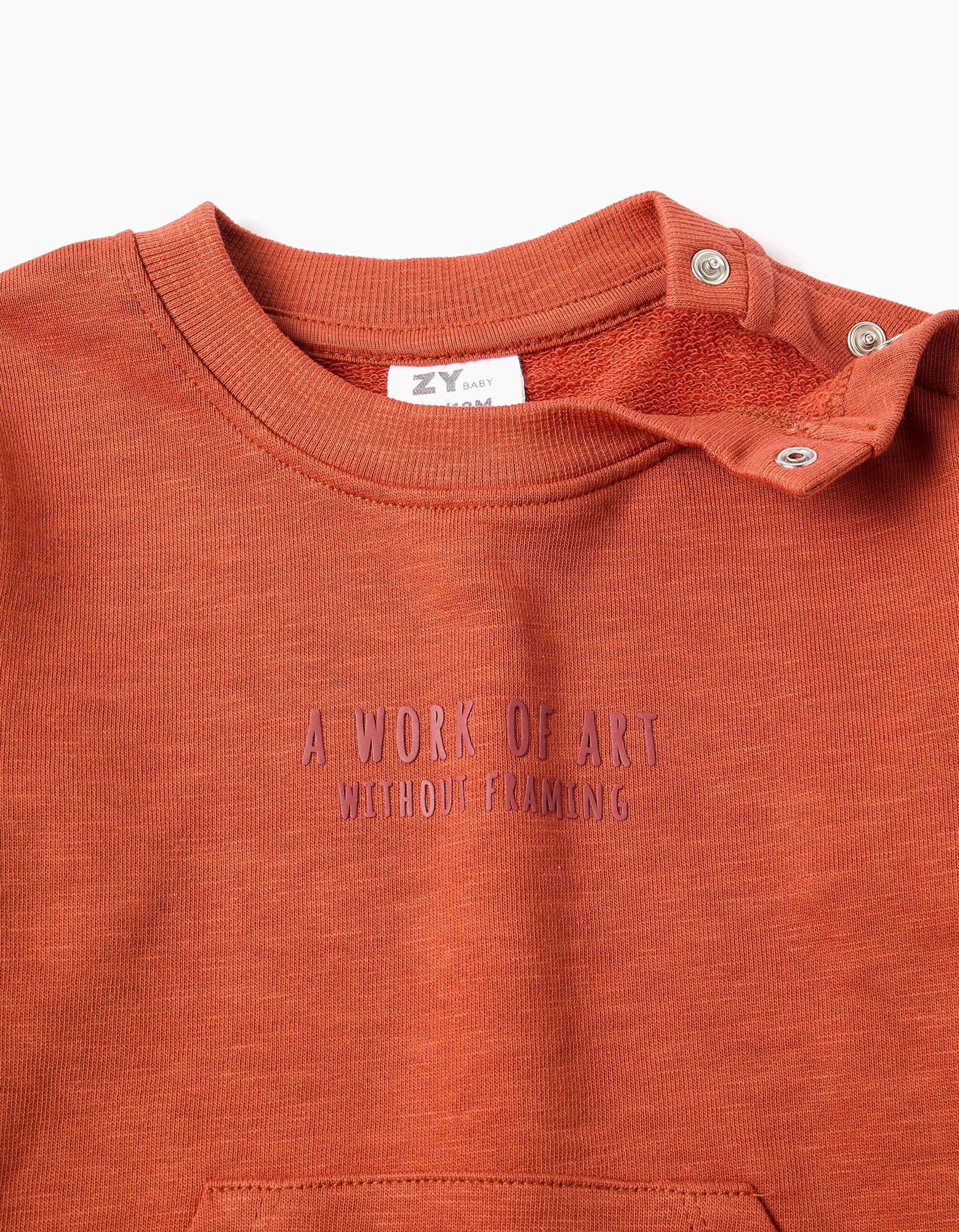 Cotton sweatshirt with Work of Art print for baby boys, orange
