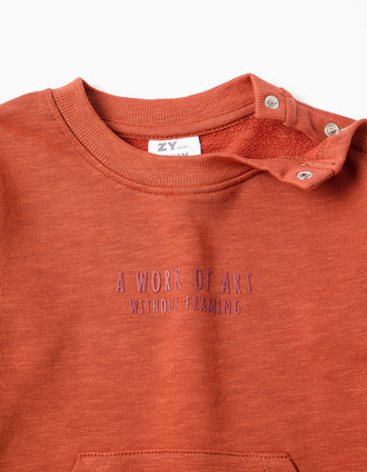 Sweat de algodão com estampado Work of Art para bebé menino, laranja