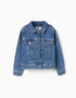 Denim jacket with four pockets for girls, blue