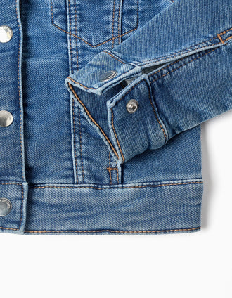 Denim jacket with four pockets for girls, blue