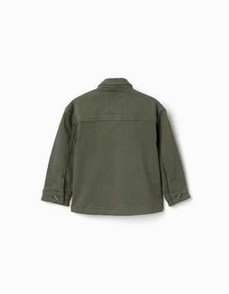 Sobrecamisa de sarga con bolsillos delanteros para bebé niño, verde