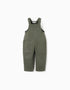 Twill dungarees with cargo pockets for baby boys, dark green