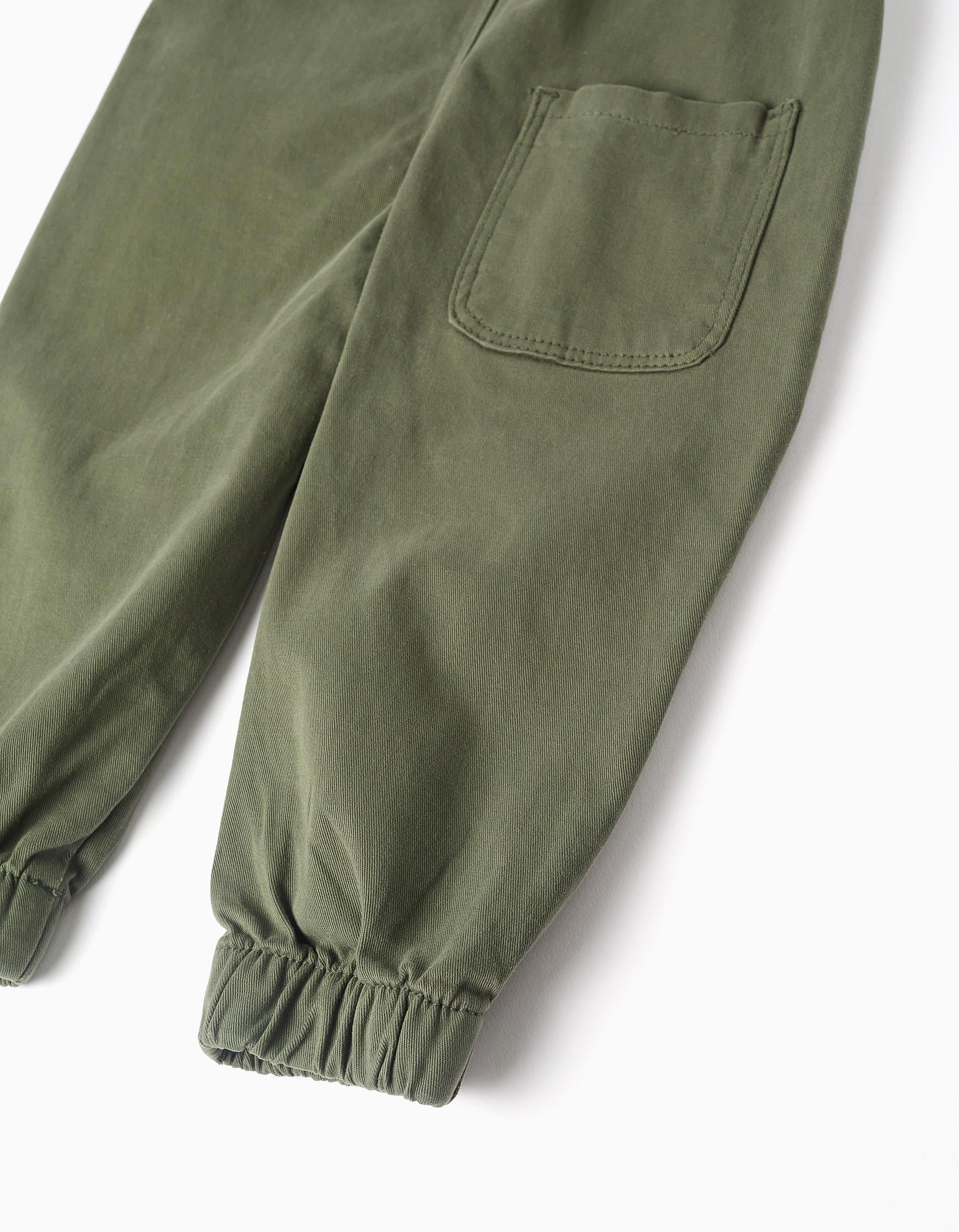 Peto de sarga con bolsillos cargo para bebé niño, verde oscuro