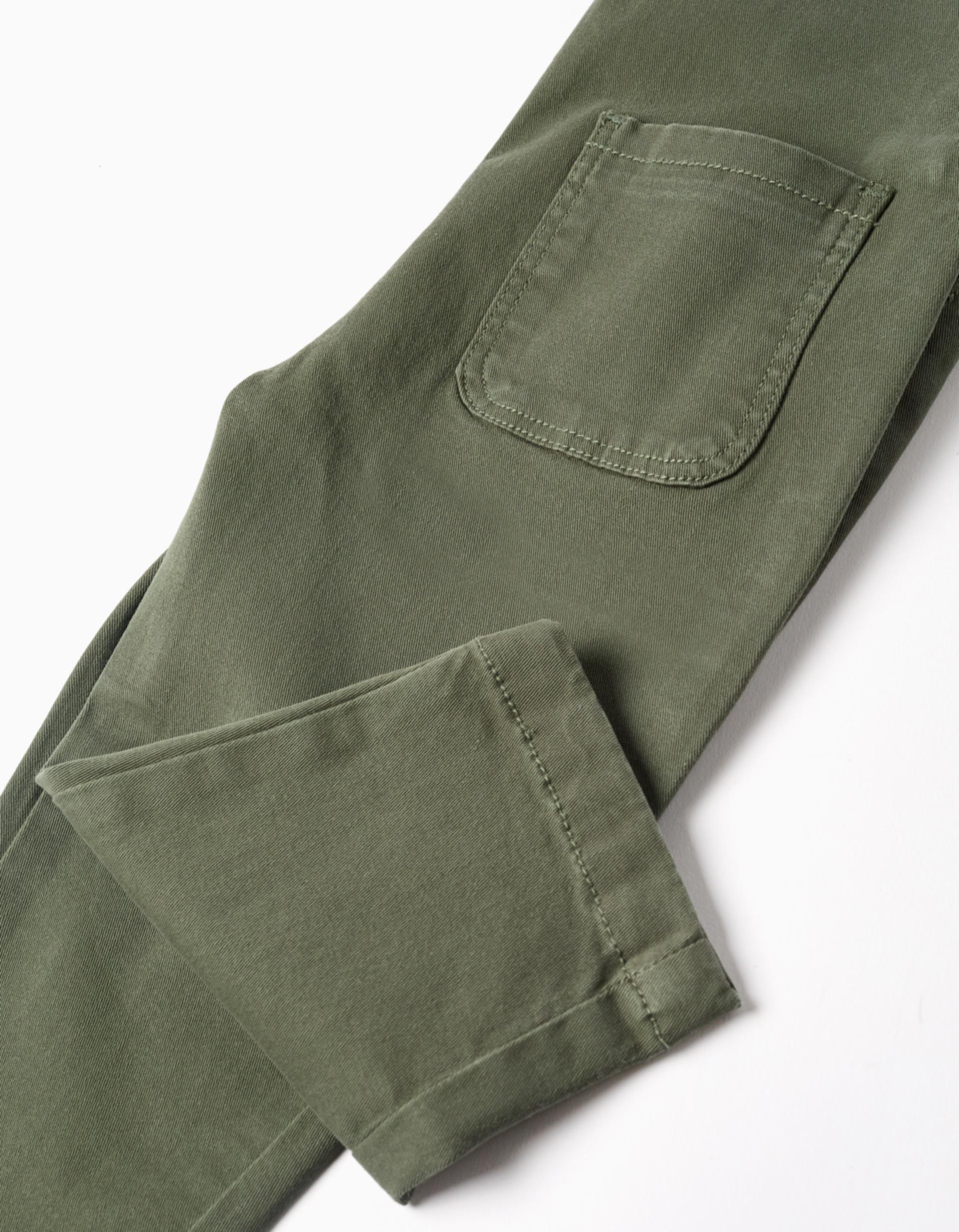 Peto de sarga con bolsillos cargo para bebé niño, verde oscuro