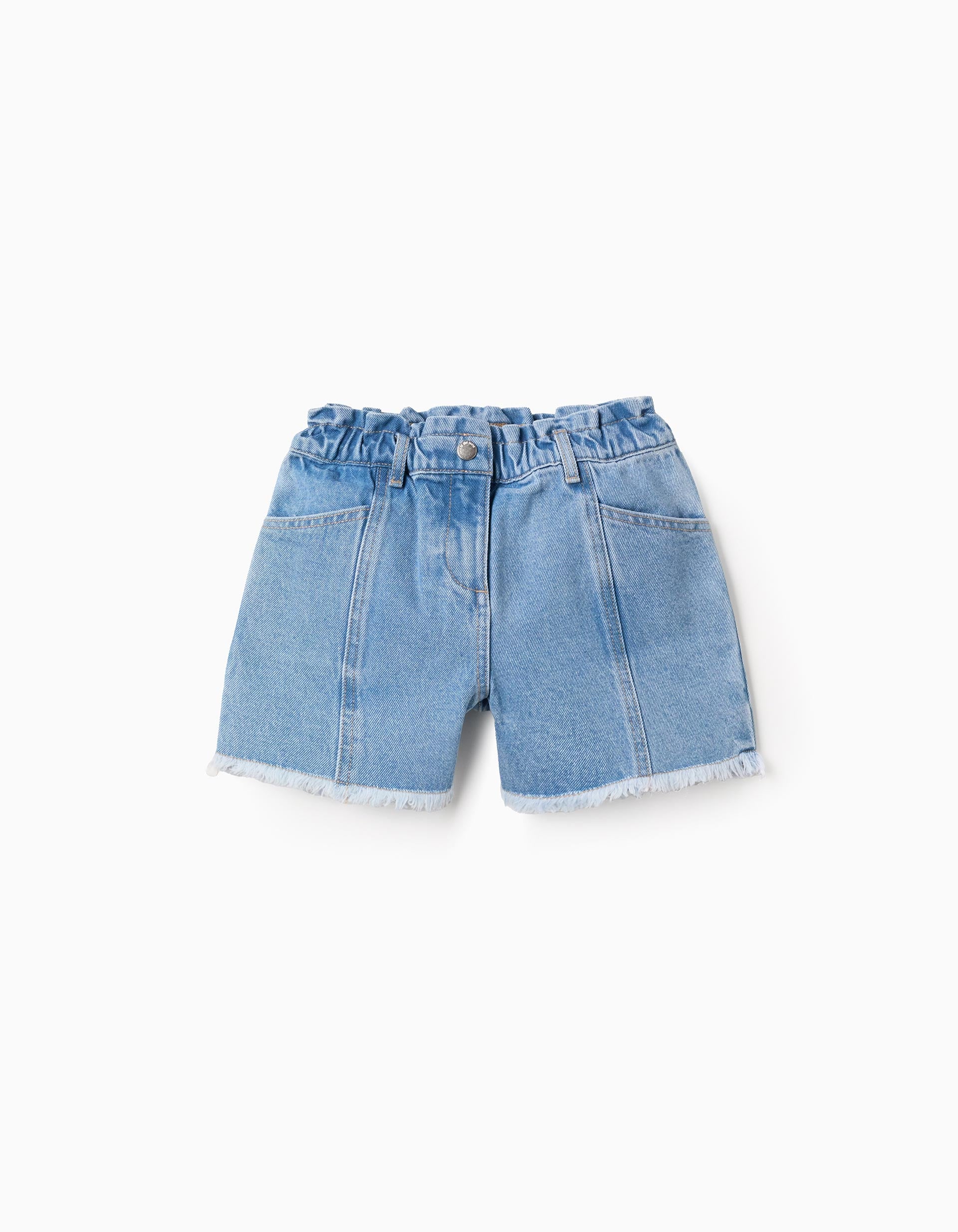 Short en jean à ourlets effilochés pour fille, bleu clair