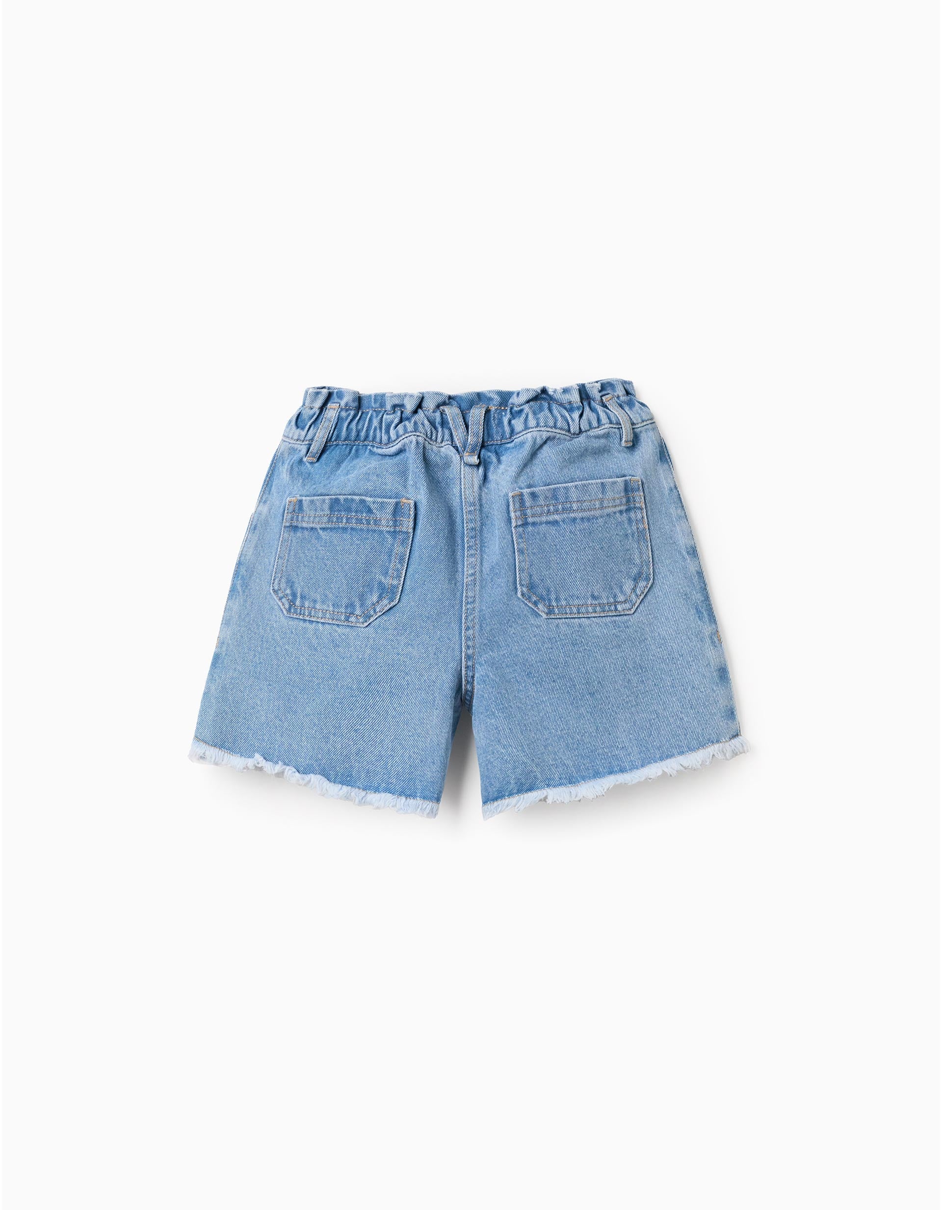 Short en jean à ourlets effilochés pour fille, bleu clair