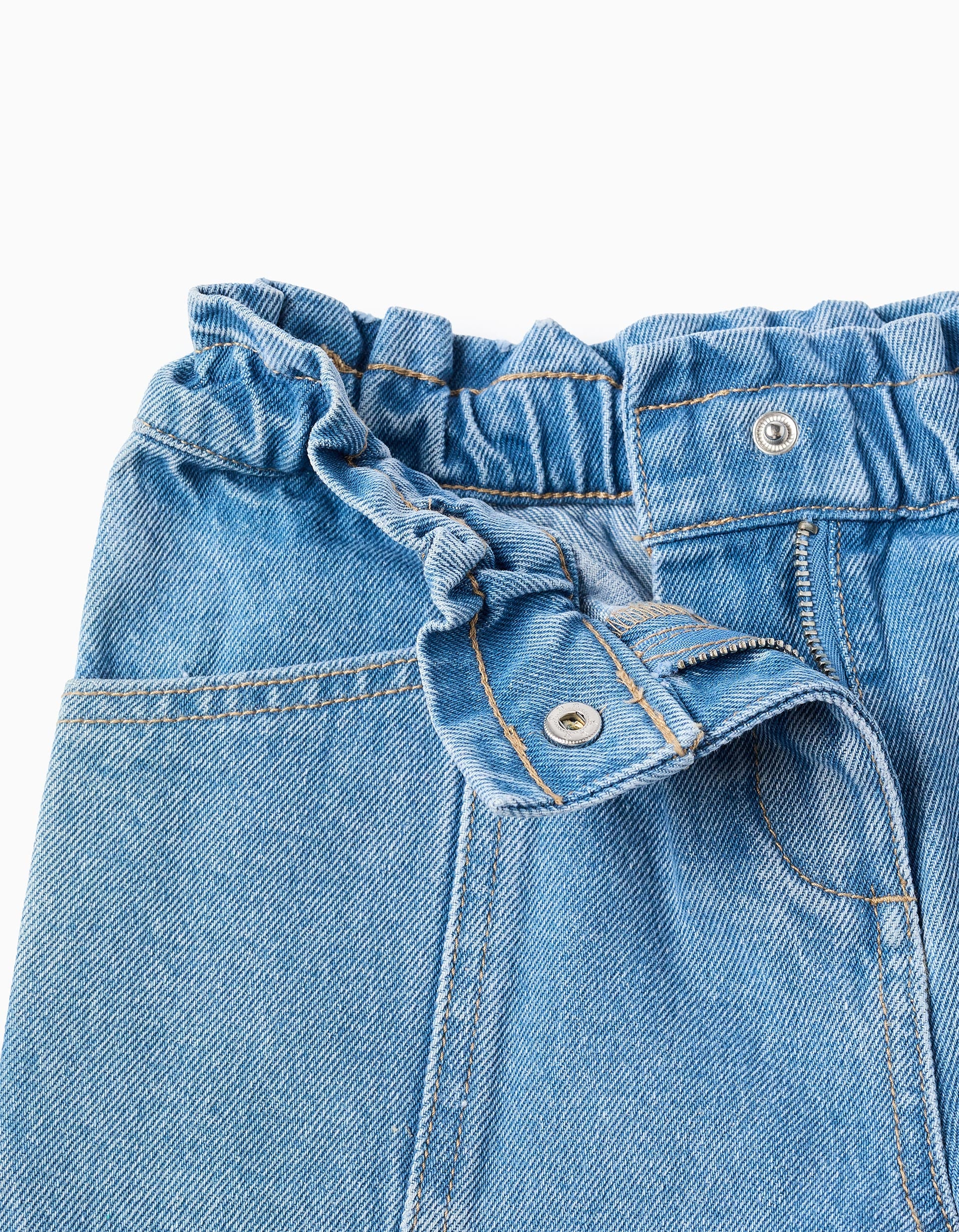 Short en jean à ourlets effilochés pour fille, bleu clair
