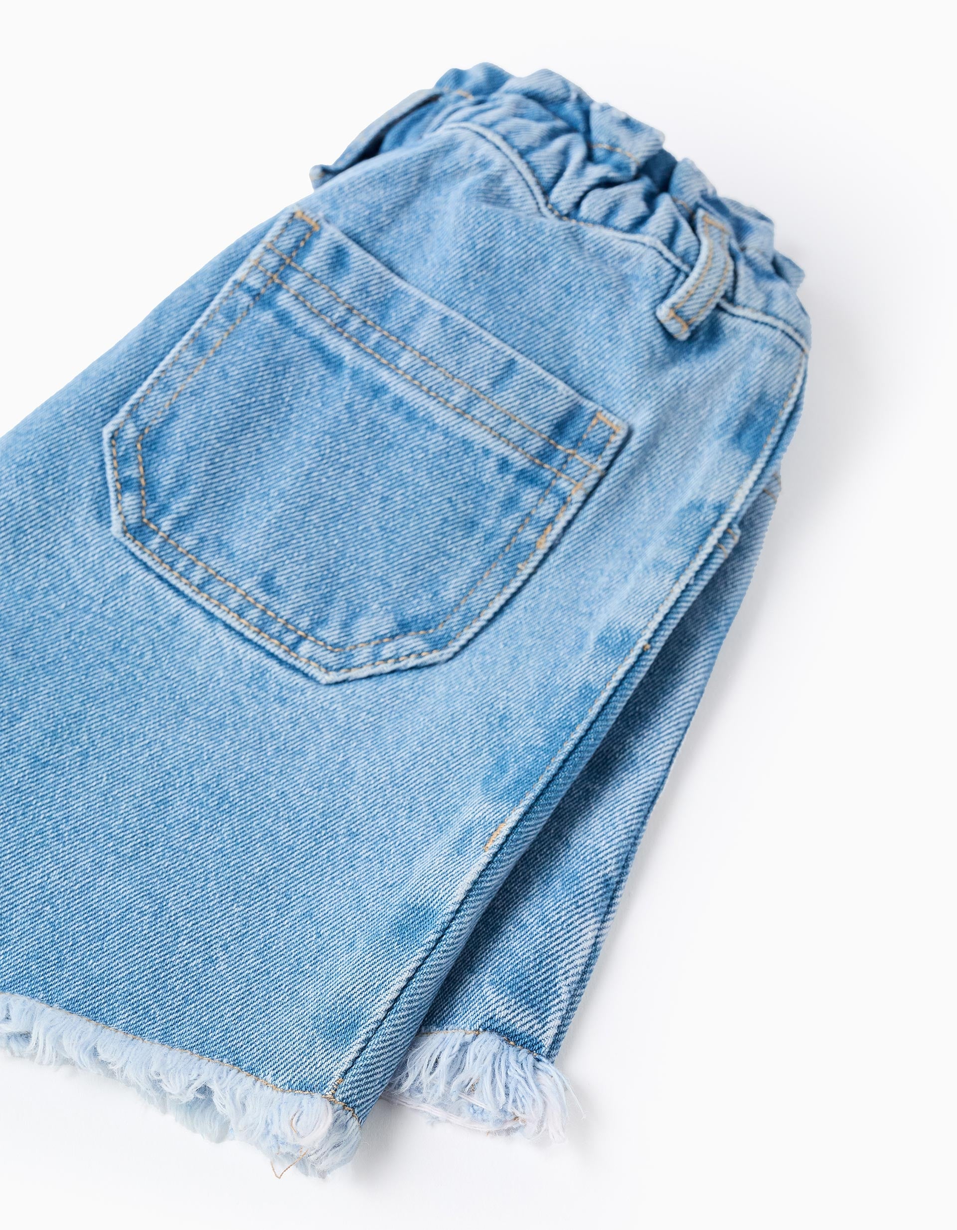 Short en jean à ourlets effilochés pour fille, bleu clair