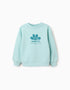 Cotton sweatshirt with Heartist print for girls, light blue
