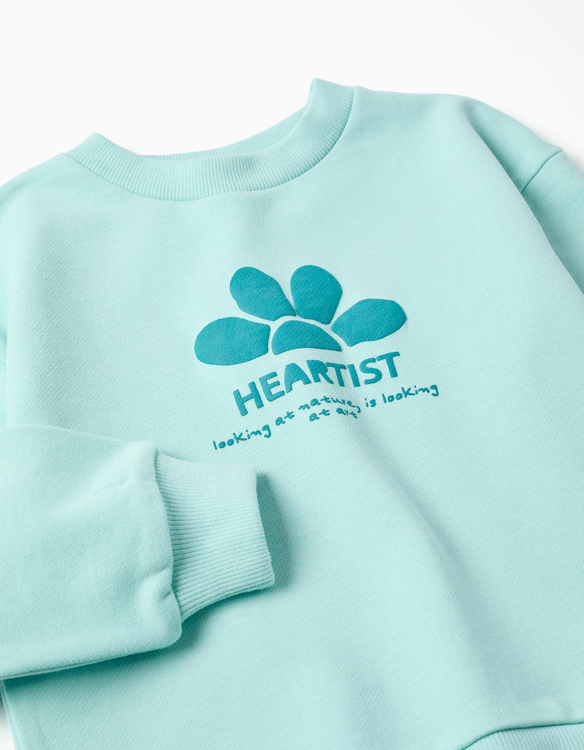 Sweat en coton avec imprimé Heartist pour fille, bleu clair