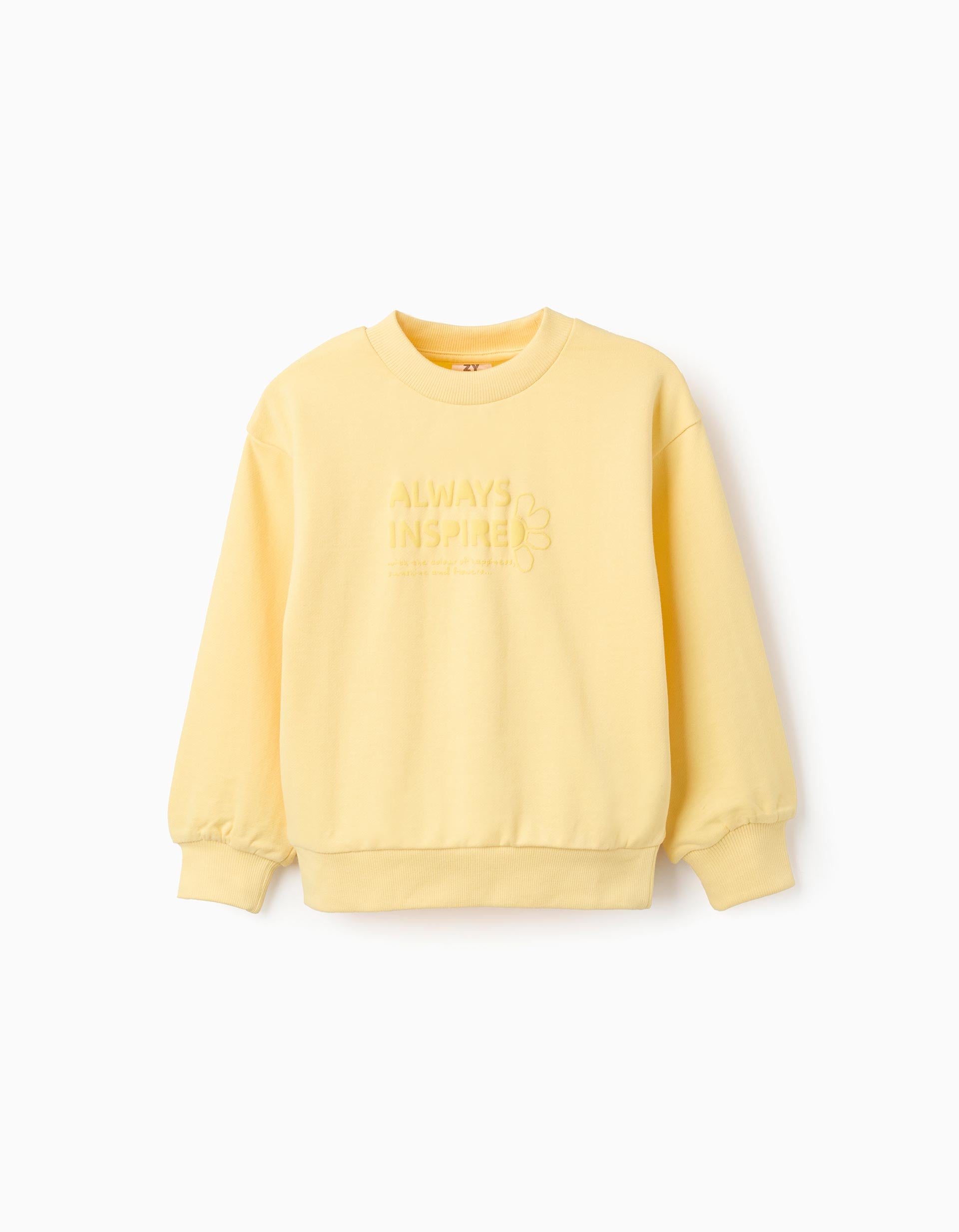 Sweat en coton avec imprimé Always Inspired pour fille, jaune