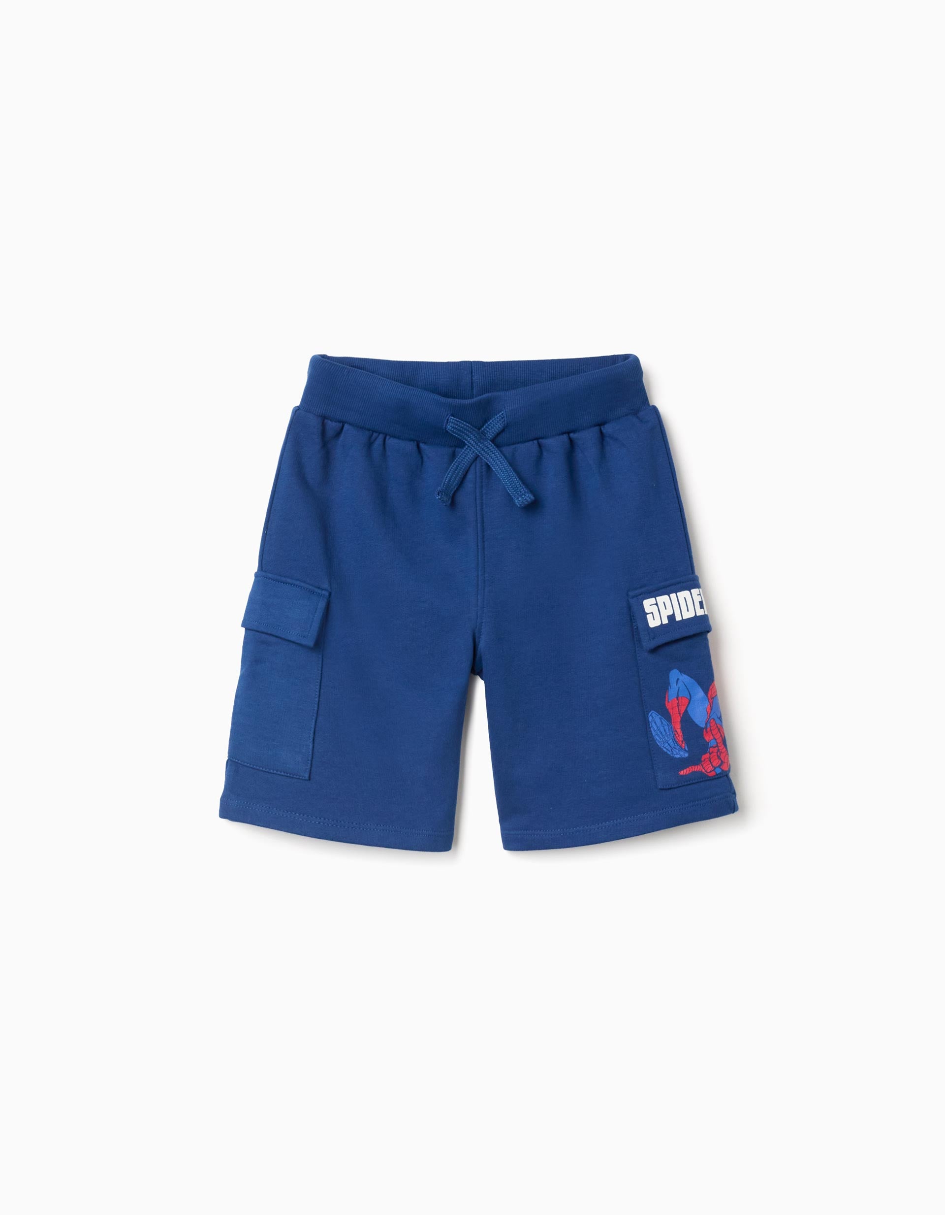 Calções cargo de algodão com um estampado Spider-Man para menino, azul