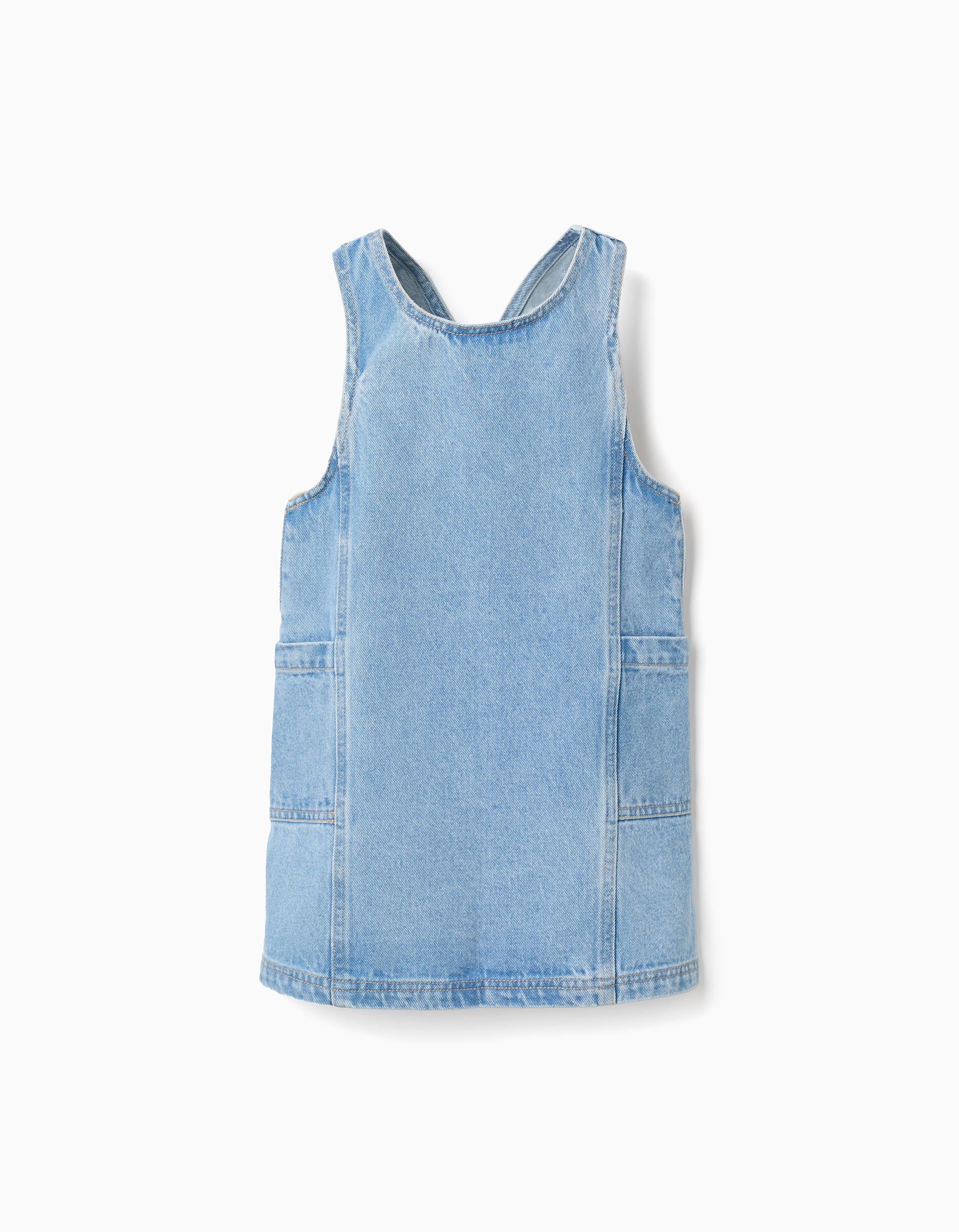 Robe salopette en jean avec poches pour fille, bleu clair