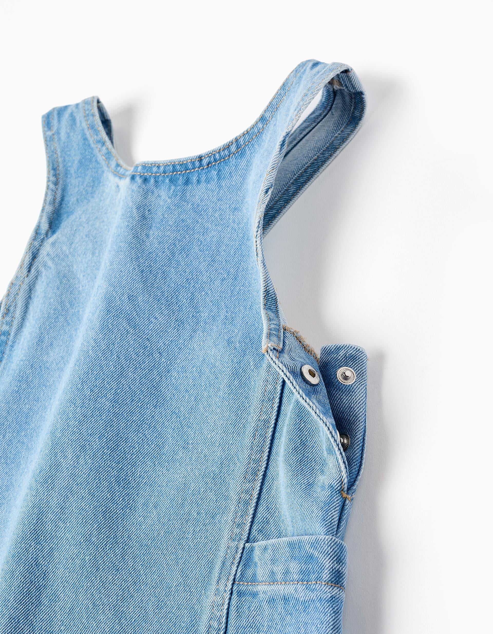 Robe salopette en jean avec poches pour fille, bleu clair