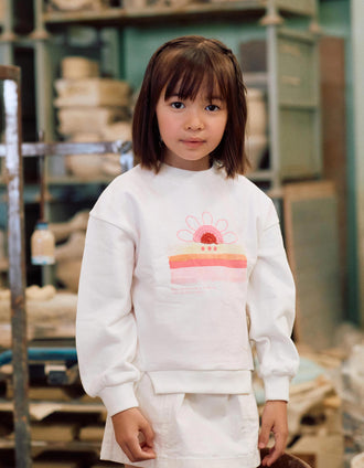 Sweat en coton avec imprimé coucher de soleil pour fille, blanc