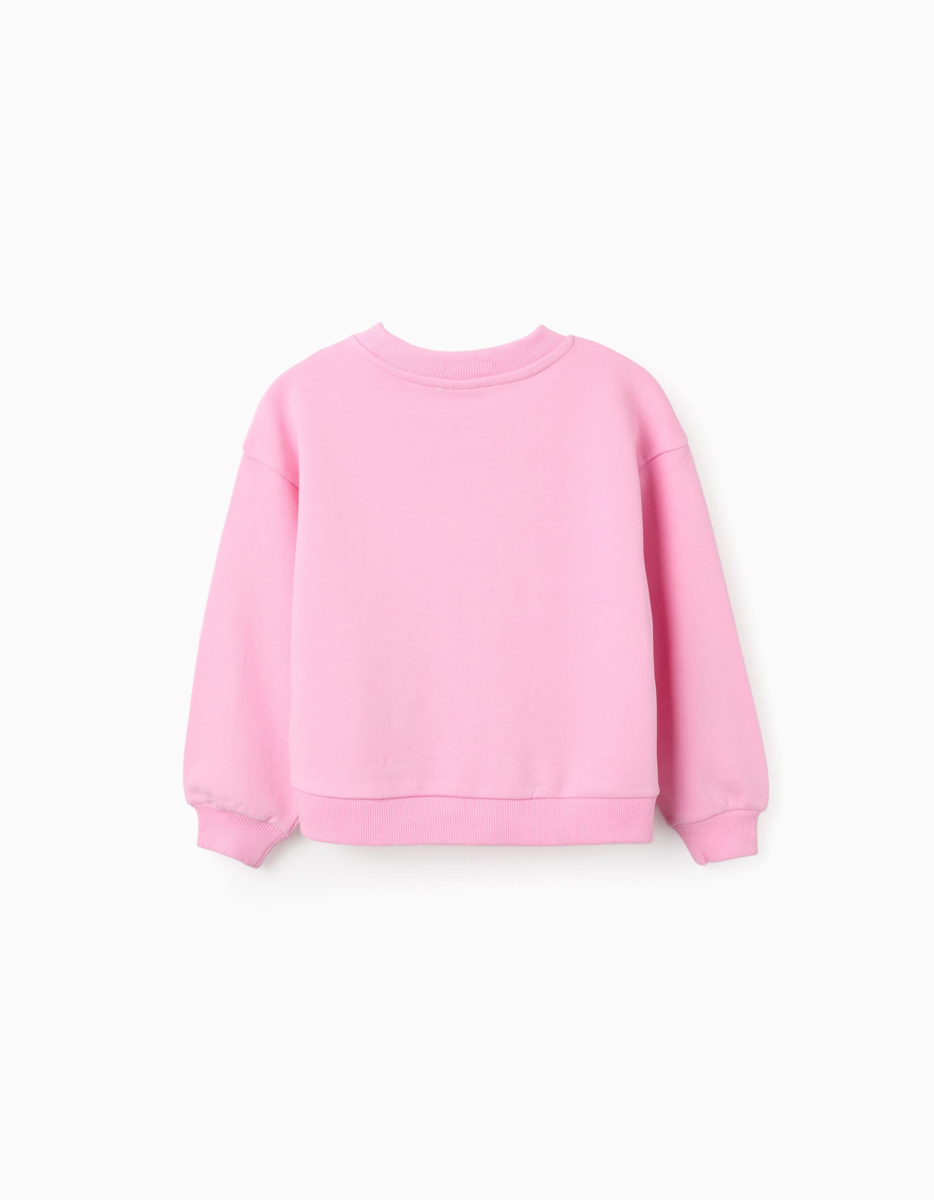 Sweat en coton avec imprimé floral à l'avant pour fille, rose