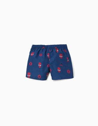 Bañador con motivo de Spider-Man y cordón para niño, azul