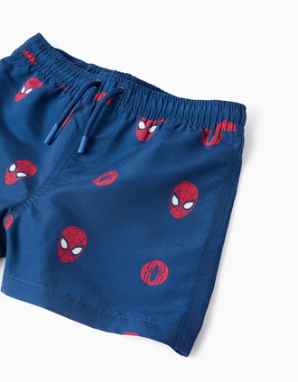 Bañador con motivo de Spider-Man y cordón para niño, azul
