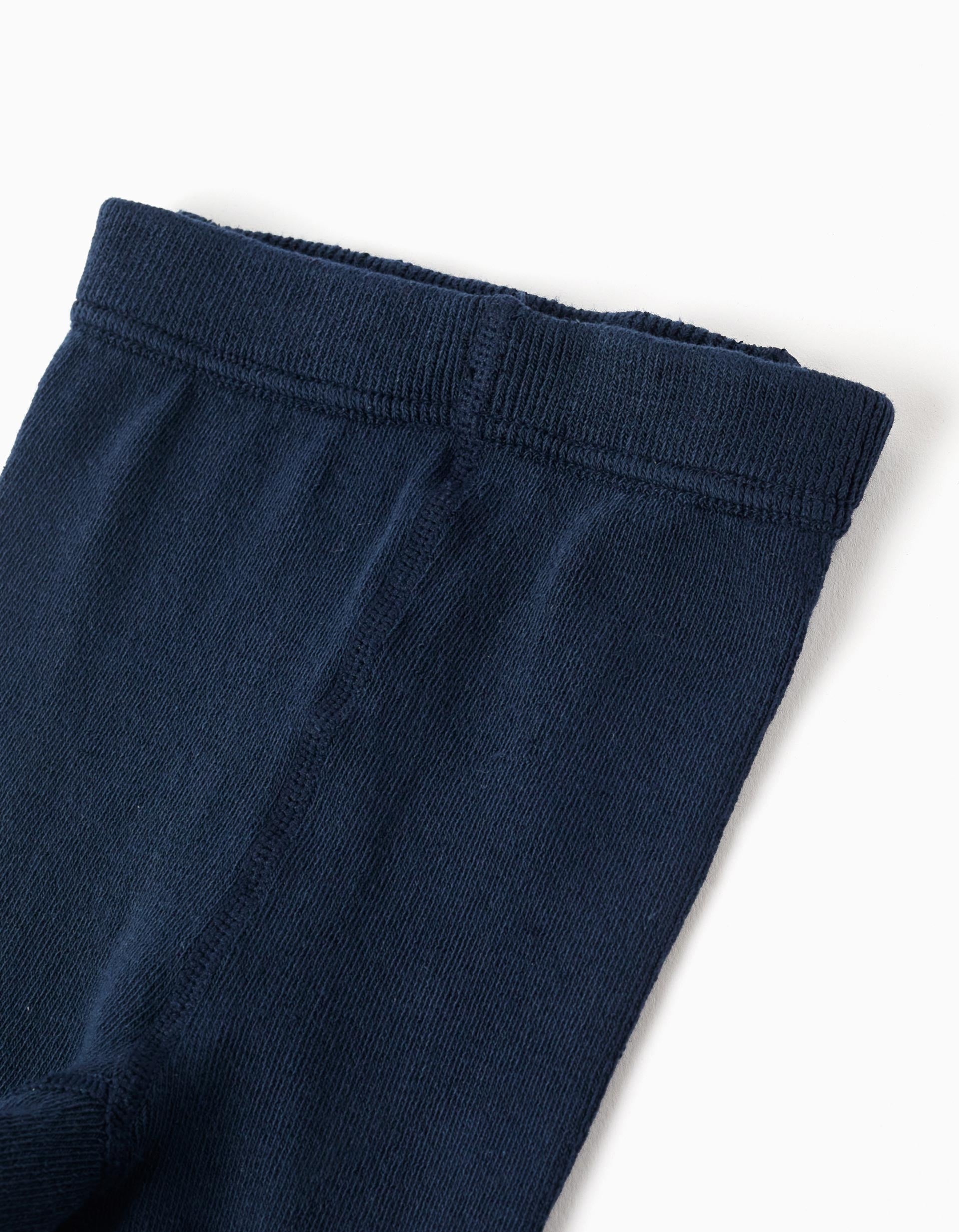 Par de collants de malha canelada anti-borboto para menina, azul-escuro