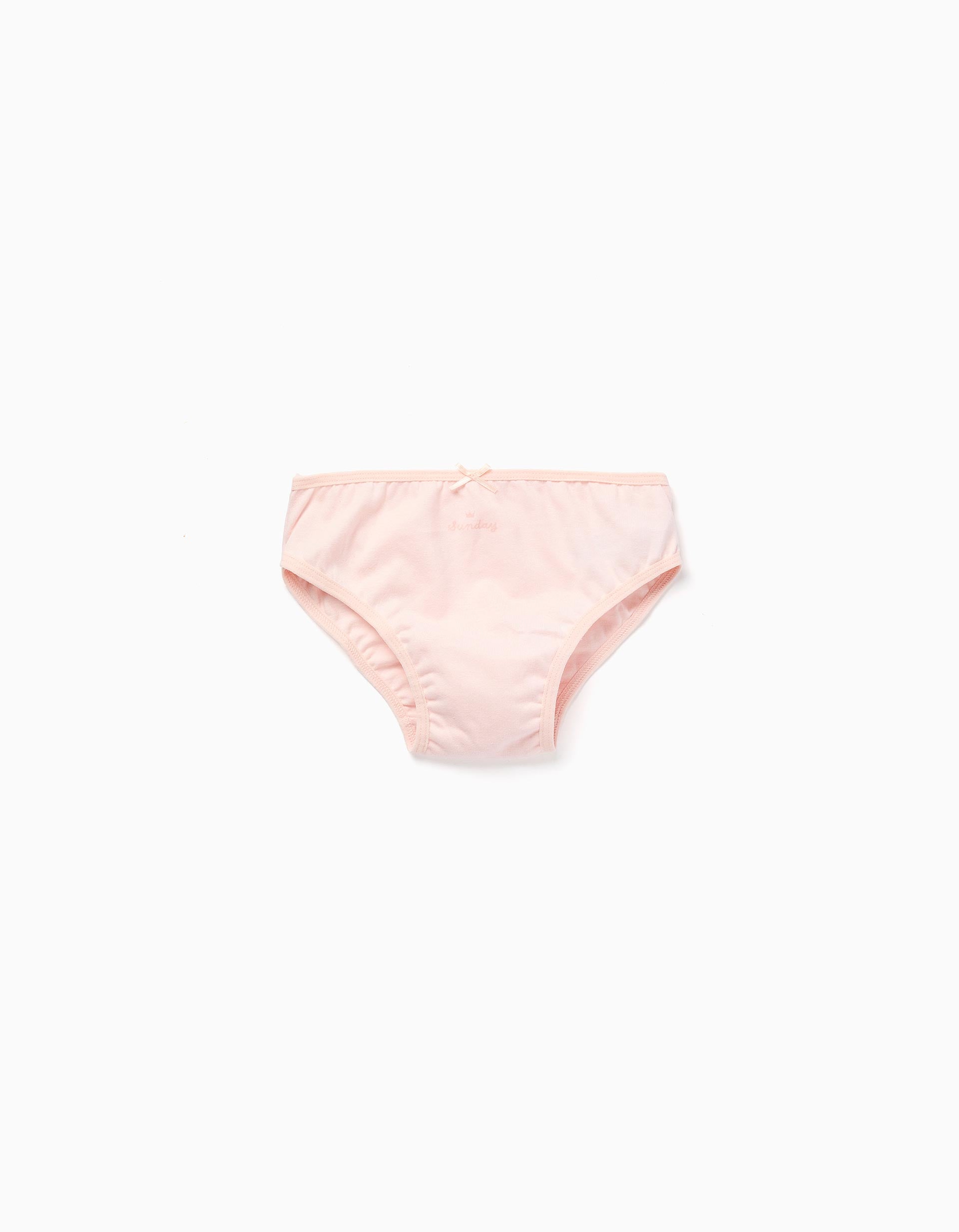 Pack of 7 Cotton Briefs 'Days of the Week' for Girls, White/Pink