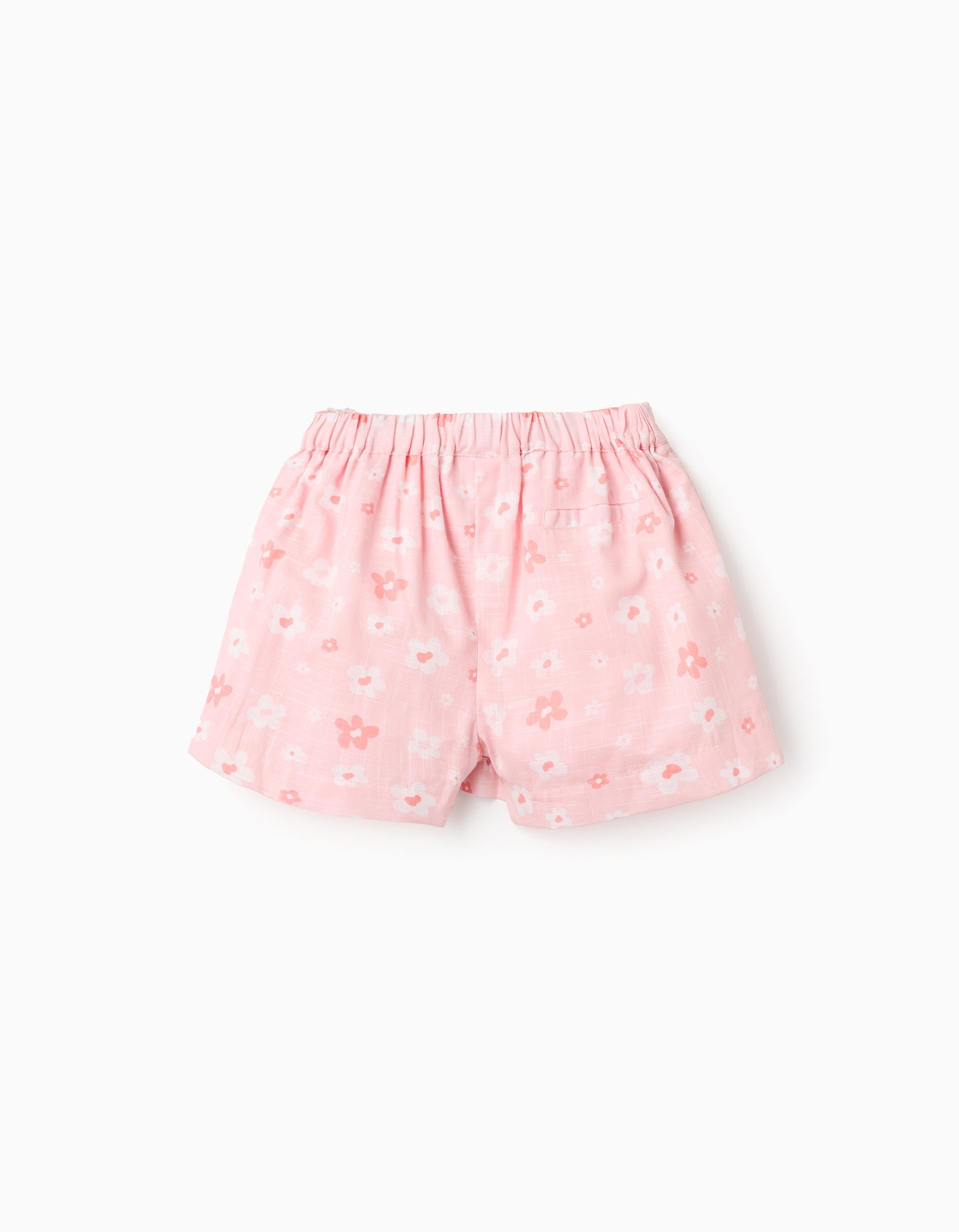 Jupe-short en coton avec motif floral et nœud pour fille, rose clair
