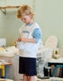 Cotton sweatshirt with colour block and print for boys, multicolour