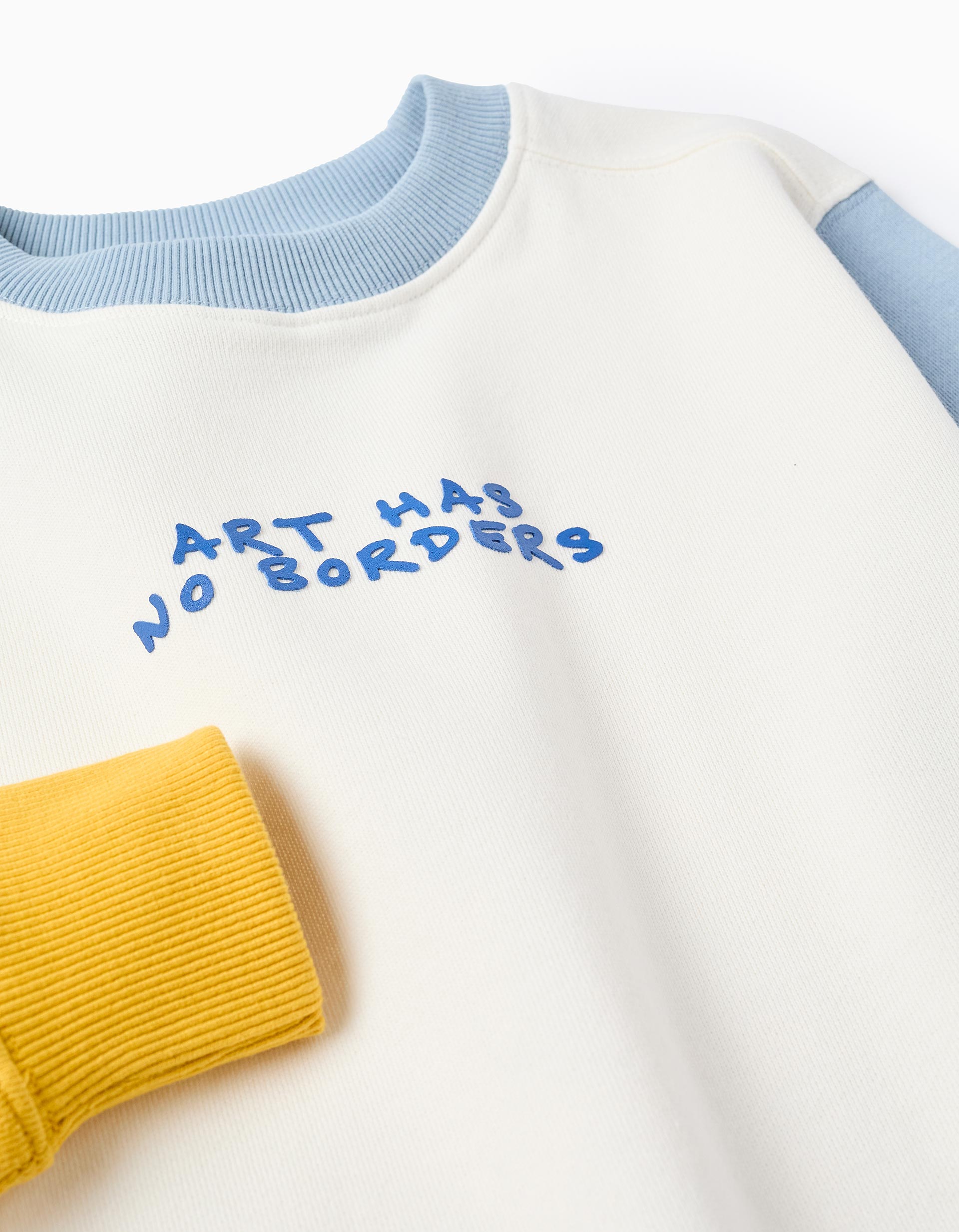 Cotton sweatshirt with colour block and print for boys, multicolour