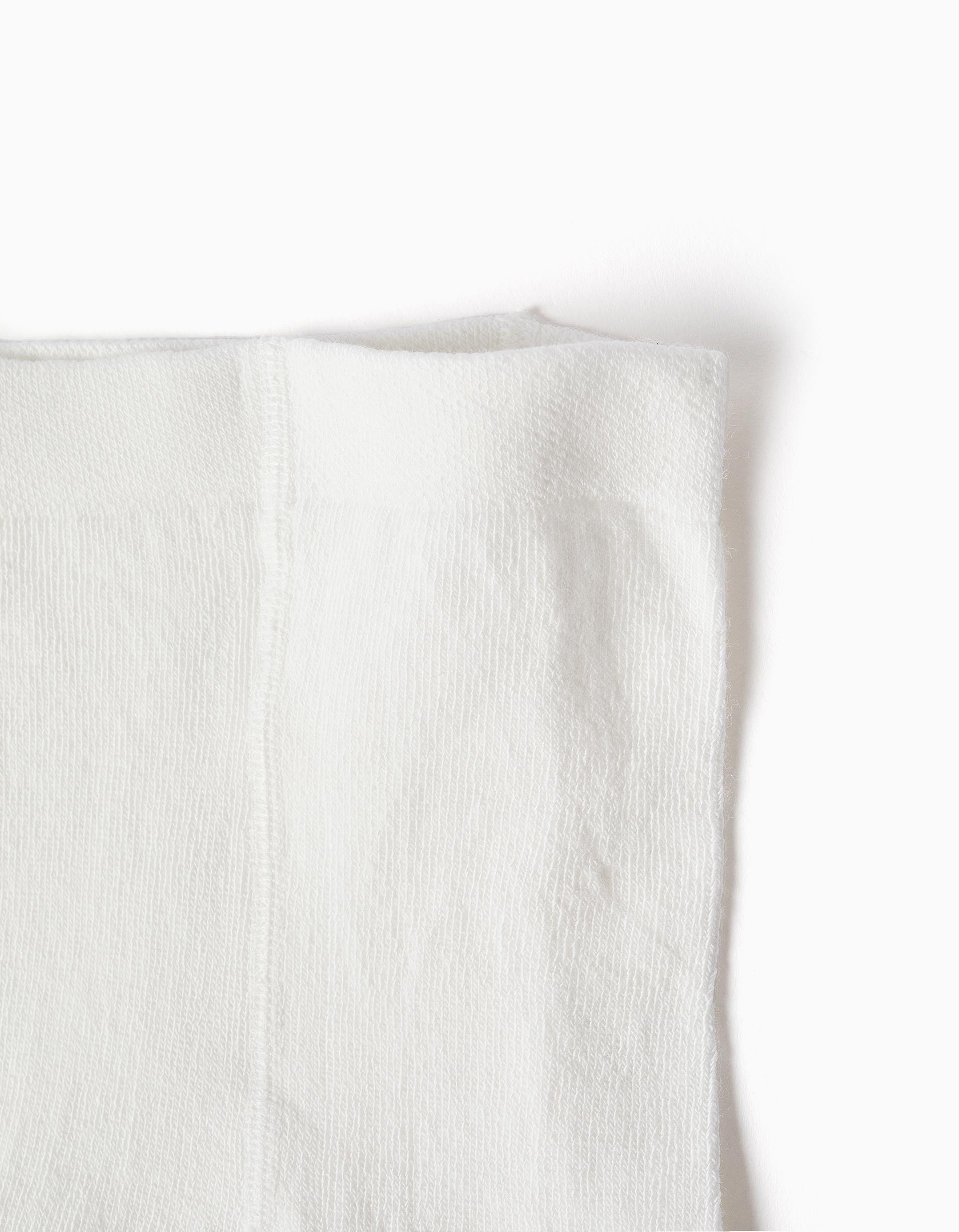 Knitted tights with jacquard for baby girls, white