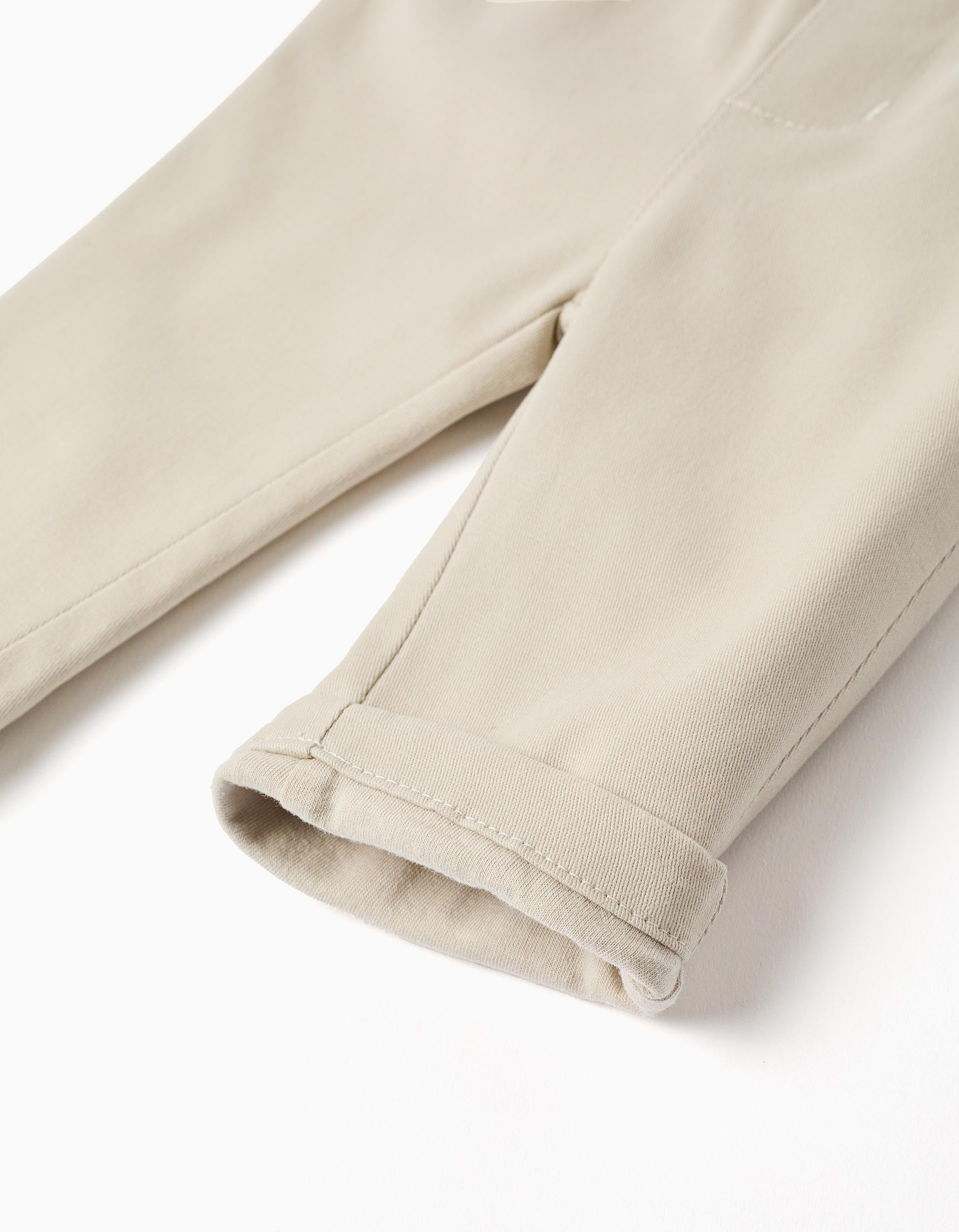 Pantalón de sarga con tirantes desmontables para recién nacido, beige claro