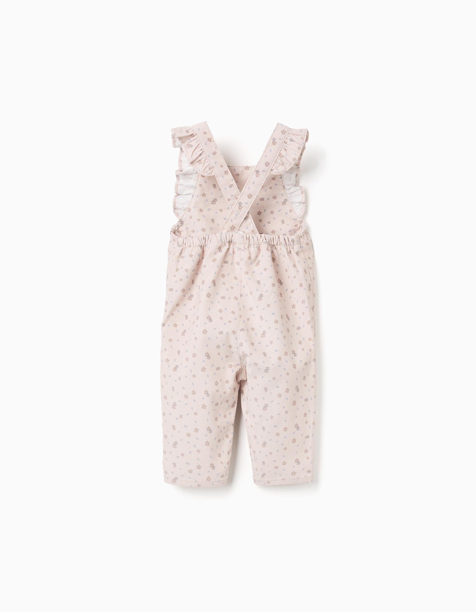 Mono de pana con motivo floral para recién nacida, beige