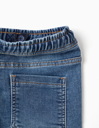 Pantalón vaquero recto con bolsillos cargo para niño, azul