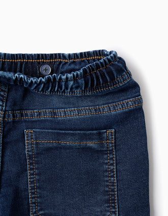 Pantalón vaquero recto con bolsillos cargo para niño, azul oscuro