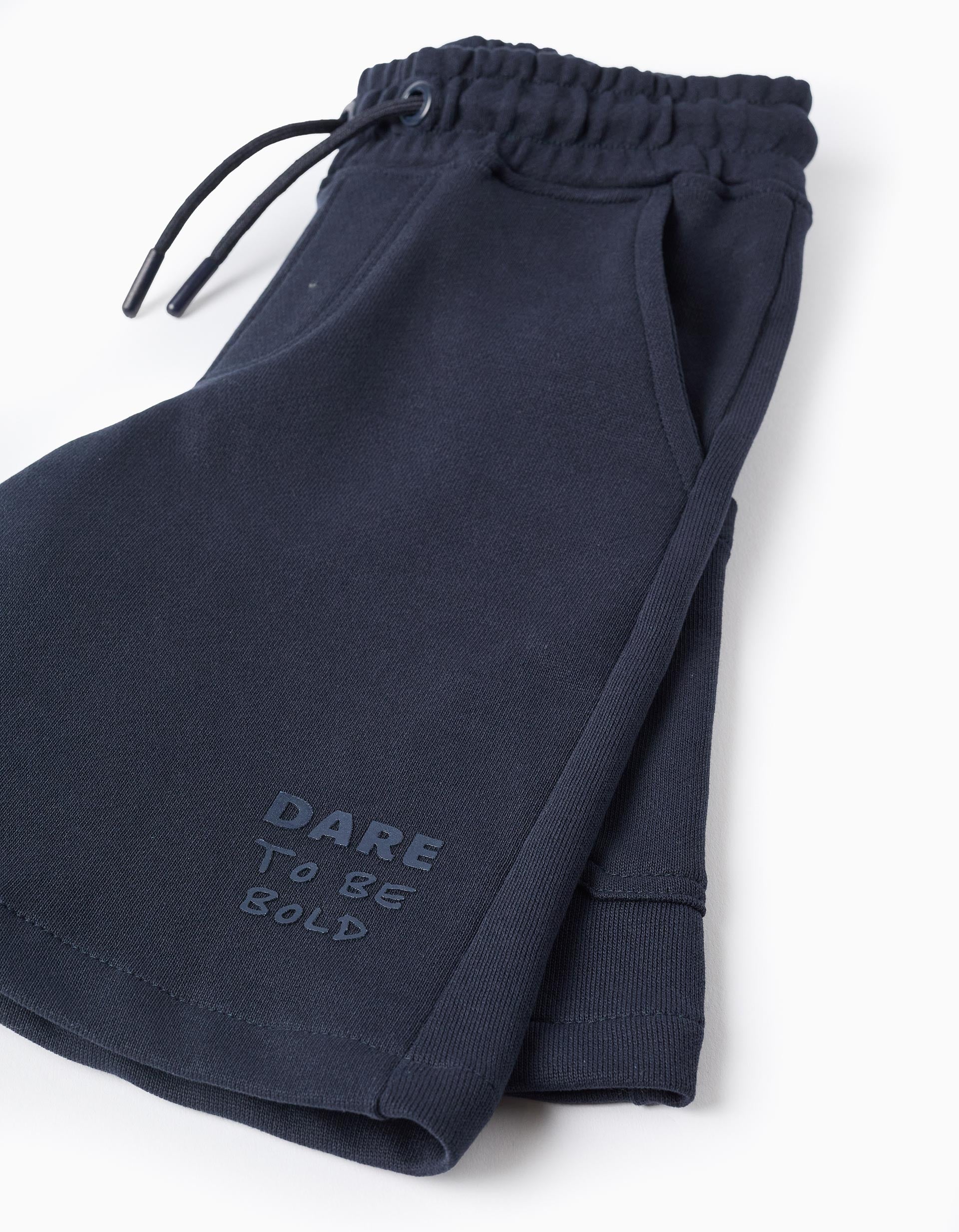 Bermudas midi cargo de algodón con cordón para niño, azul oscuro