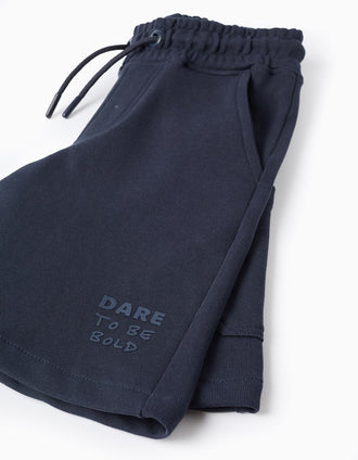 Bermudas midi cargo de algodón con cordón para niño, azul oscuro