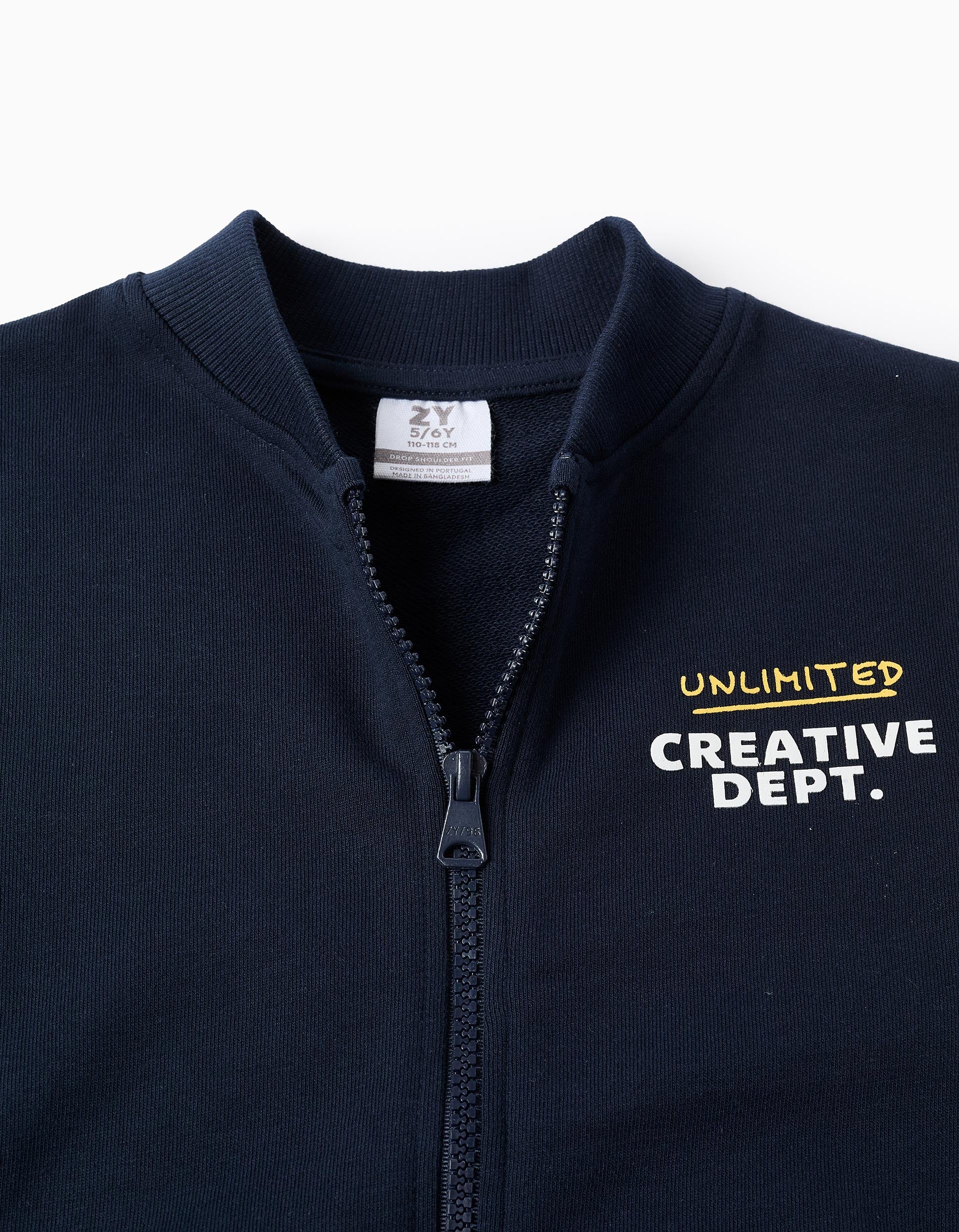 Casaco bomber com estampado no peito para menino, azul-escuro/branco