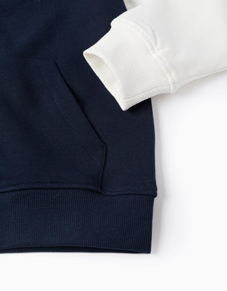 Blouson aviateur à imprimé sur la poitrine pour garçon, bleu foncé/blanc