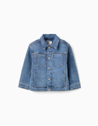 Cazadora vaquera con cuatro bolsillos para niño, azul