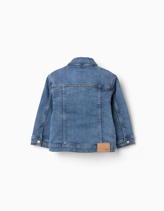 Cazadora vaquera con cuatro bolsillos para niño, azul