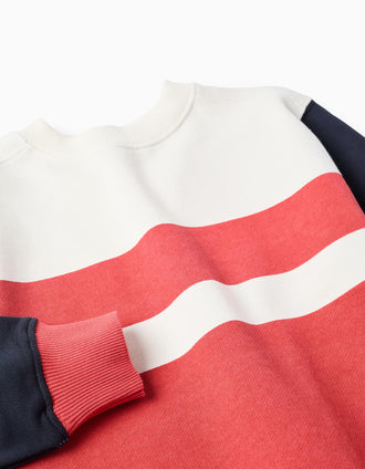 Sweat en coton avec blocs de couleur pour garçon, blanc/rouge/bleu