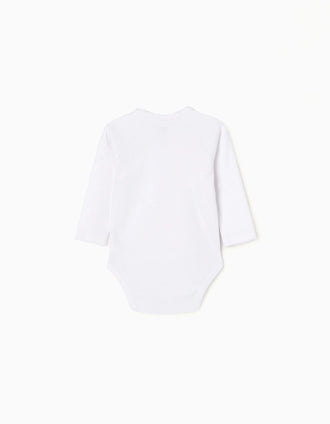 Pack of 4 Long Sleeve Cotton Bodysuits for Babies, White