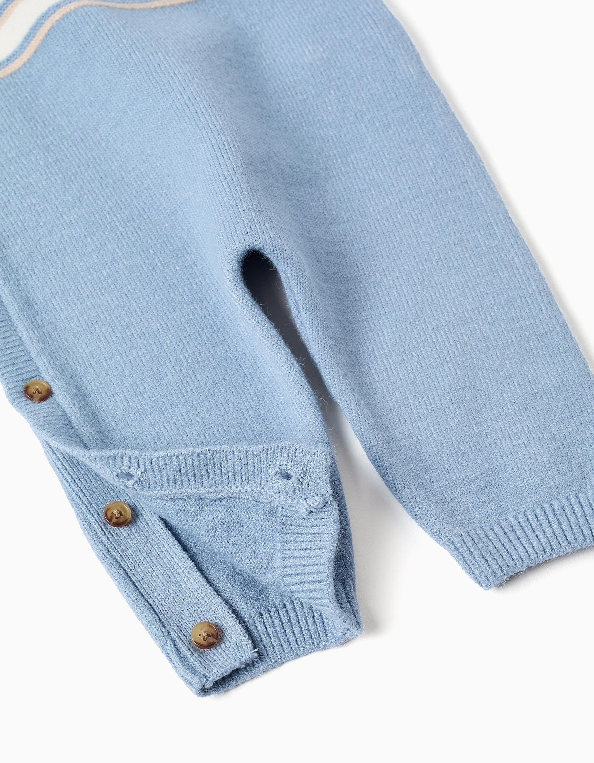 Pelele de punto a rayas para recién nacido, azul/blanco/beige